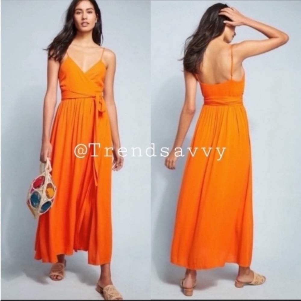 Mara Hoffman Sunburst Orange Wrap Maxi Dress Vacation Beach Cover Up Resort Chic